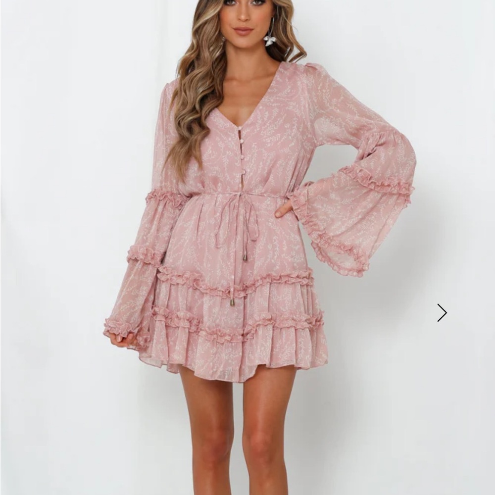 Hello Molly Blush Long Sleeve Dress